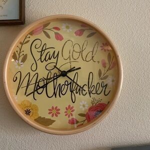 Society 6 Stay Gold Motherf@cker wall clock